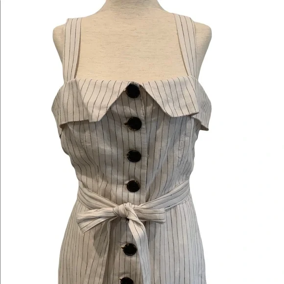 Mango Jumpsuit Cream with Pin Stripes 🎉HP🎉 - Picture 3 of 7